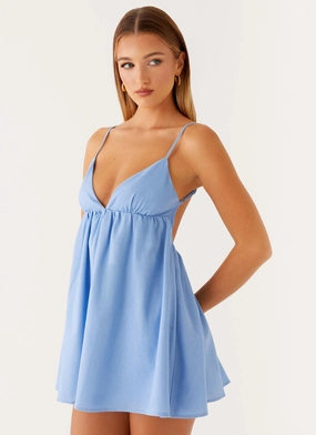 Greer Mini Dress - Blue Dinner Ready Greer Mini Dress - Blue Travel Essential