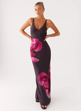Griselda Maxi Dress - Dark Chocolate Crisp Fit Griselda Maxi Dress - Dark Chocolate Deep Hue ReinforcedHem