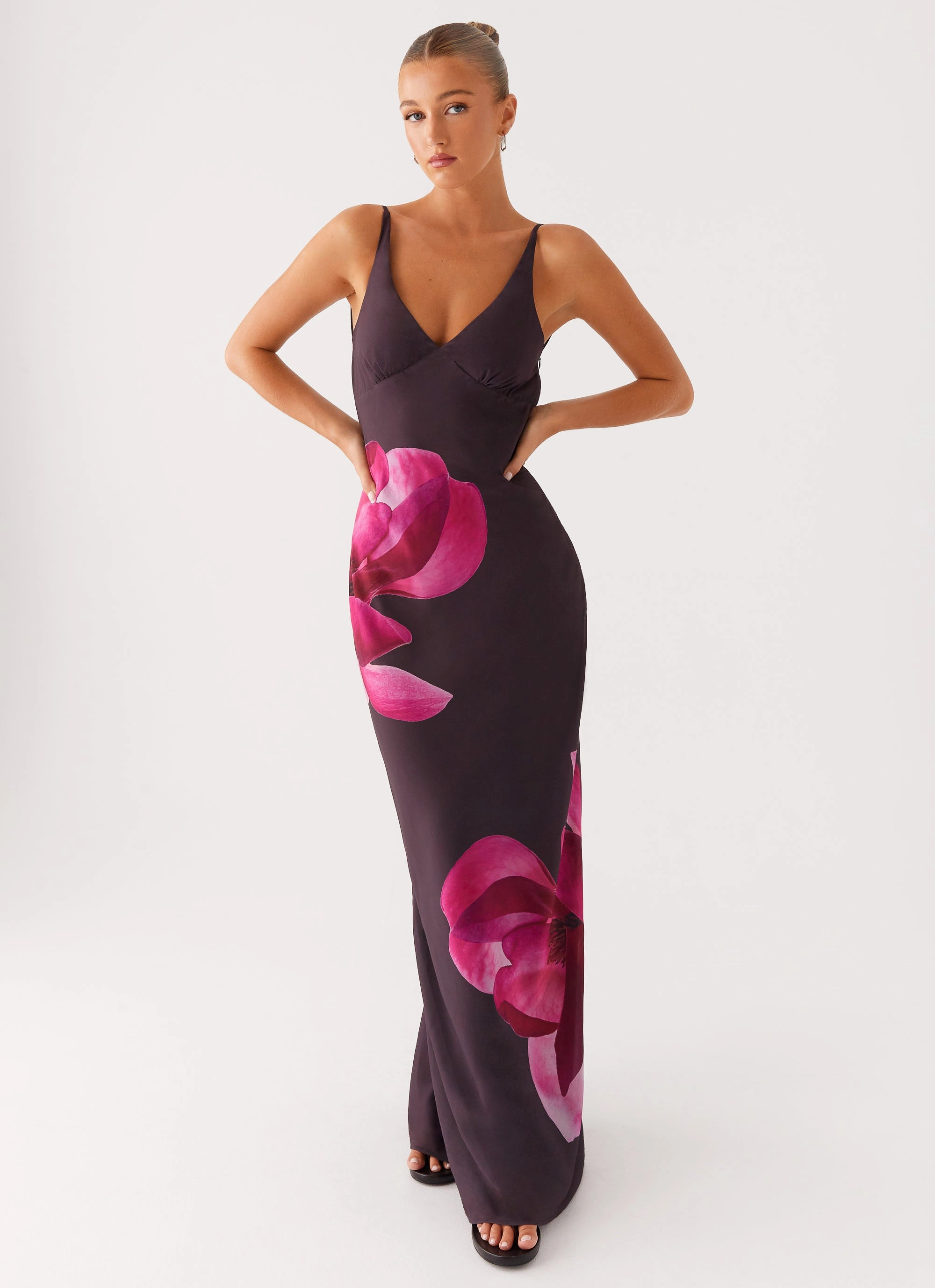 Griselda Maxi Dress - Dark Chocolate Deep Hue ReinforcedHem