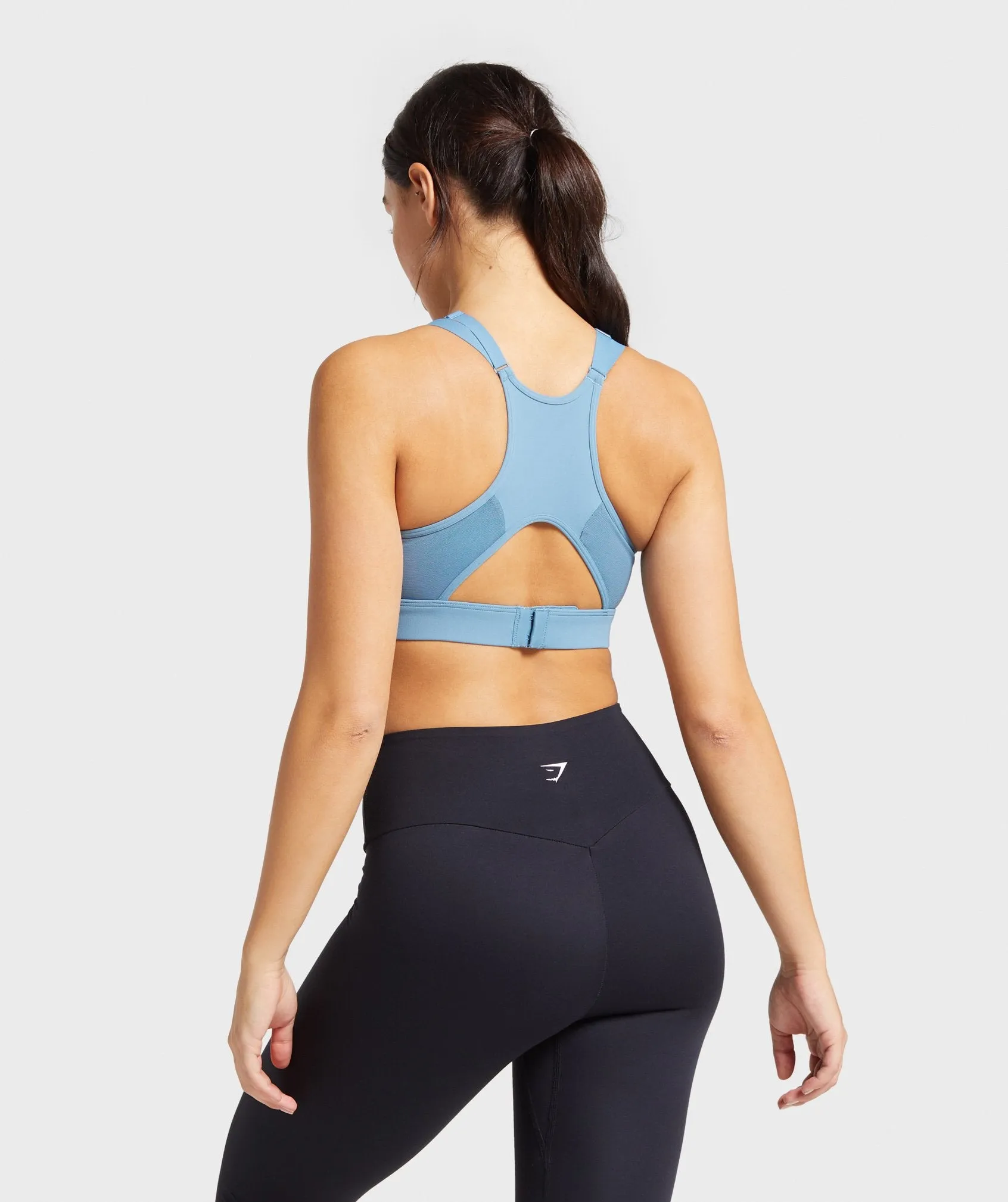 Gymshark Mesh Neckline Training Sports Bra - Blue Stone
