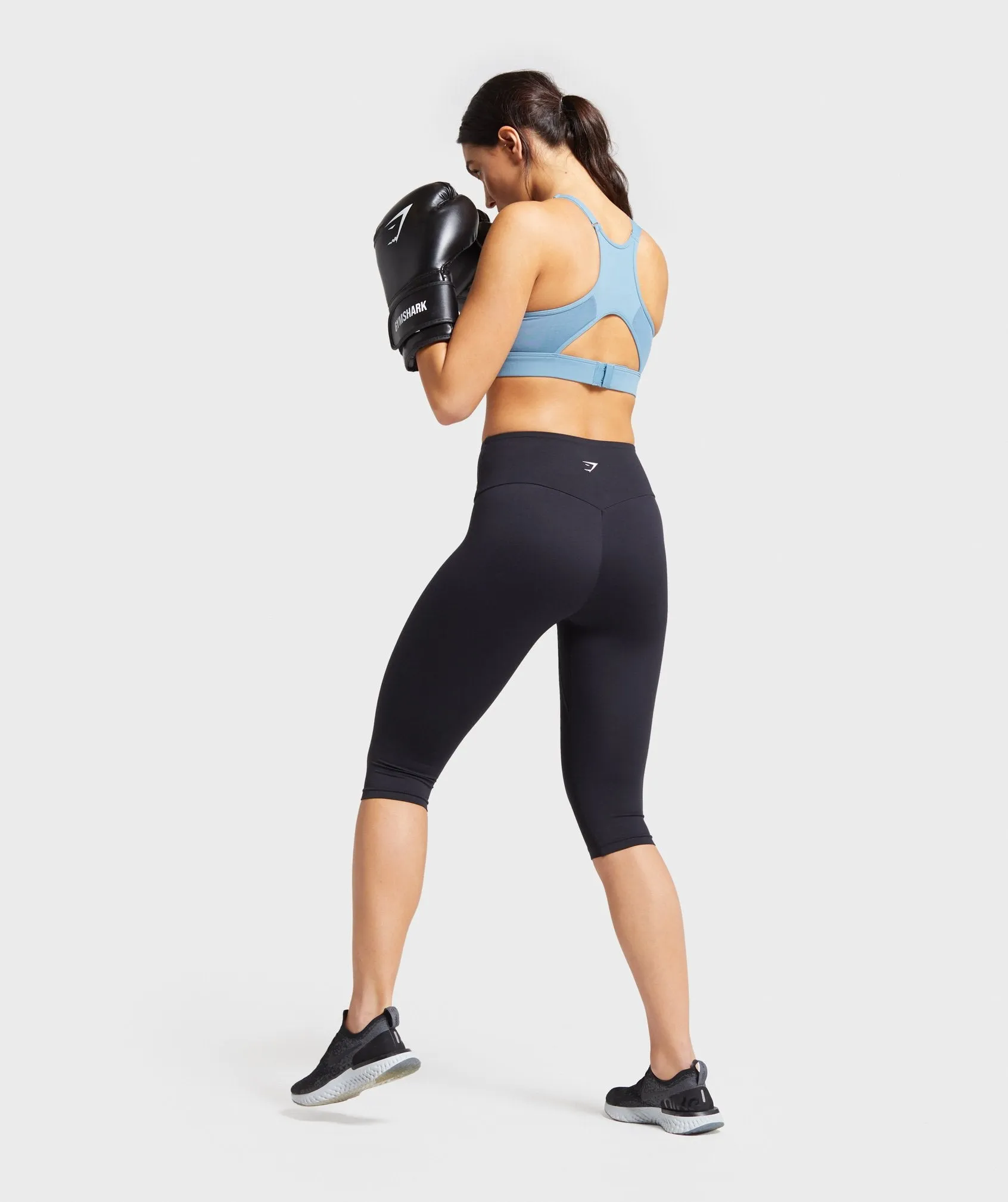 Gymshark Mesh Neckline Training Sports Bra - Blue Stone
