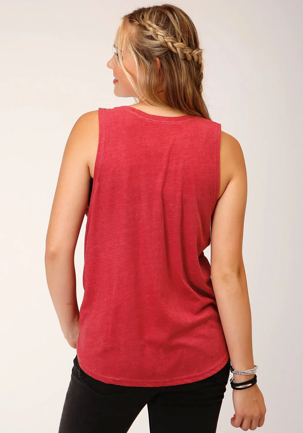 Roper Womens 1617 Retro Cowgirl Red Poly/Cotton S/L Tank Top High-Quality Material