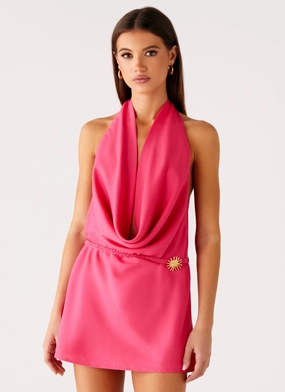 Halia Cowl Mini Dress - Watermelon Easygoing Wear Halia Cowl Mini Dress - Watermelon Fresh Fit