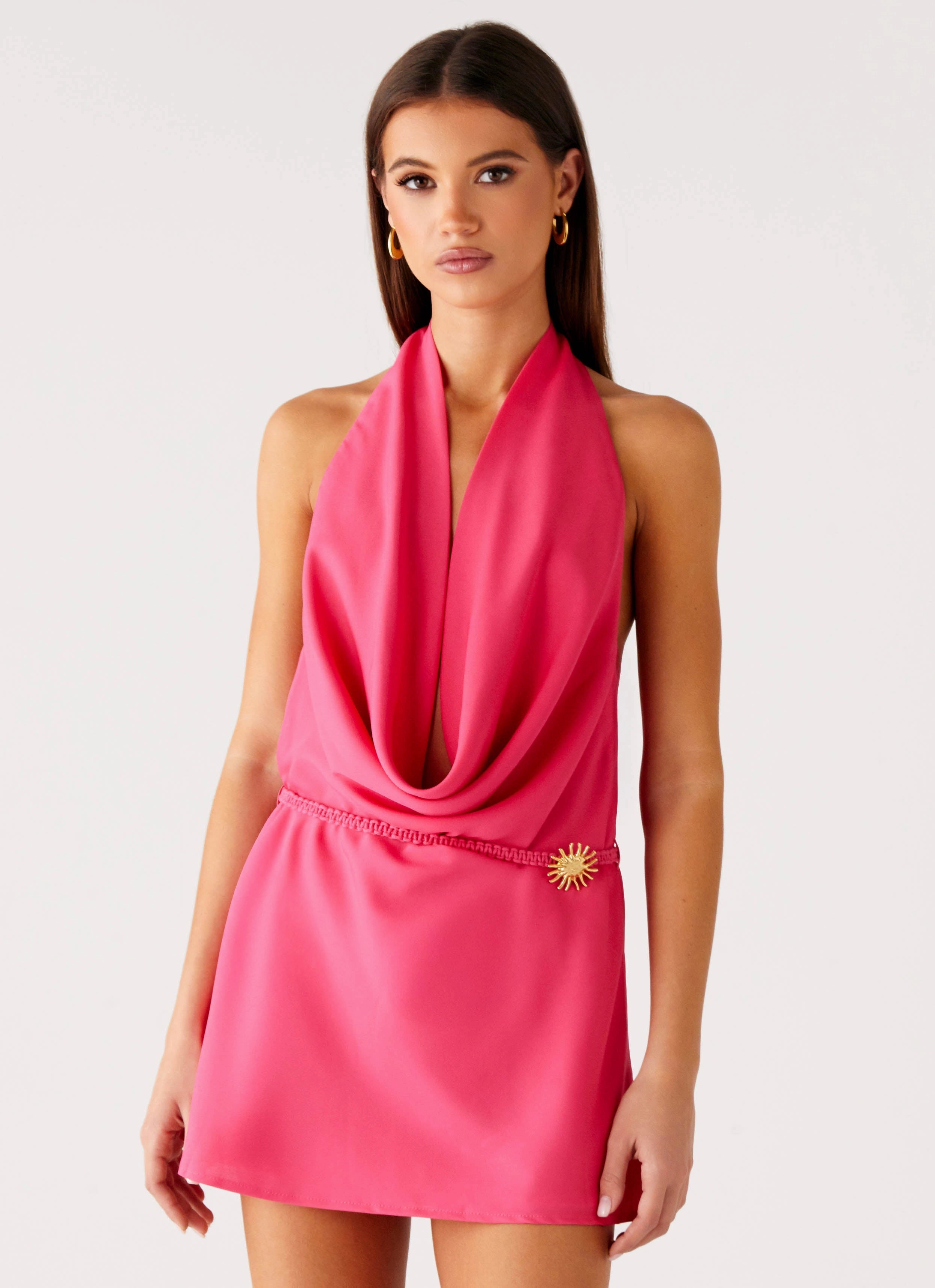 Halia Cowl Mini Dress - Watermelon Fresh Fit