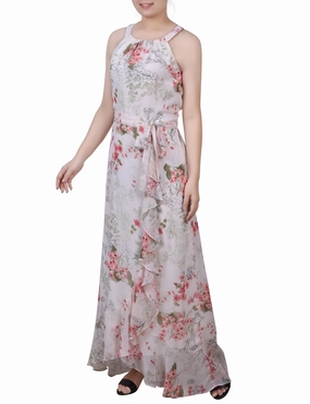 Halter Front Chiffon Maxi Dress Stylish Daywear Halter Front Chiffon Maxi Dress Silk-Blend