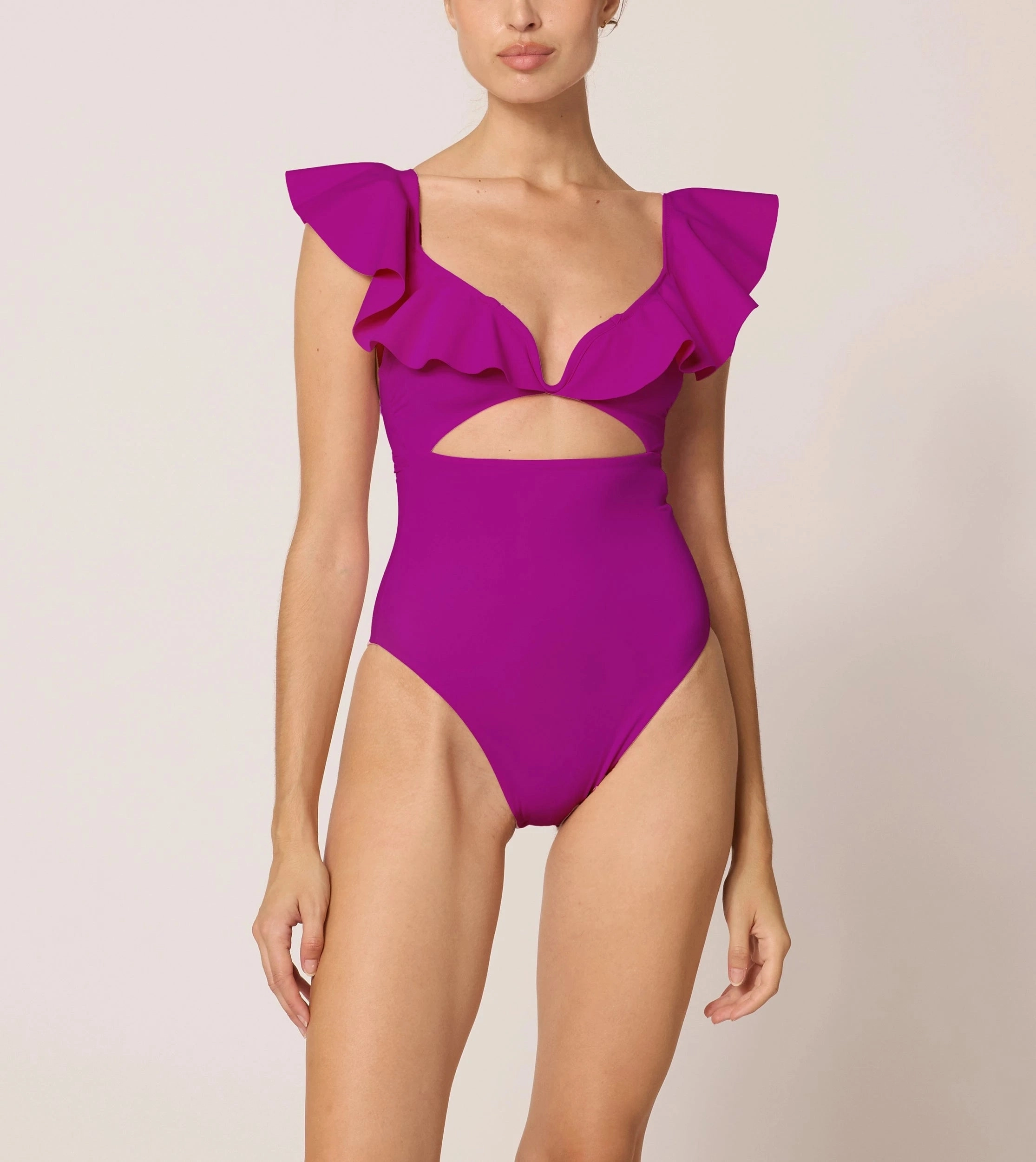 Sublimation Print Relaxing Fashion Harlow One Piece | Deep Orchid