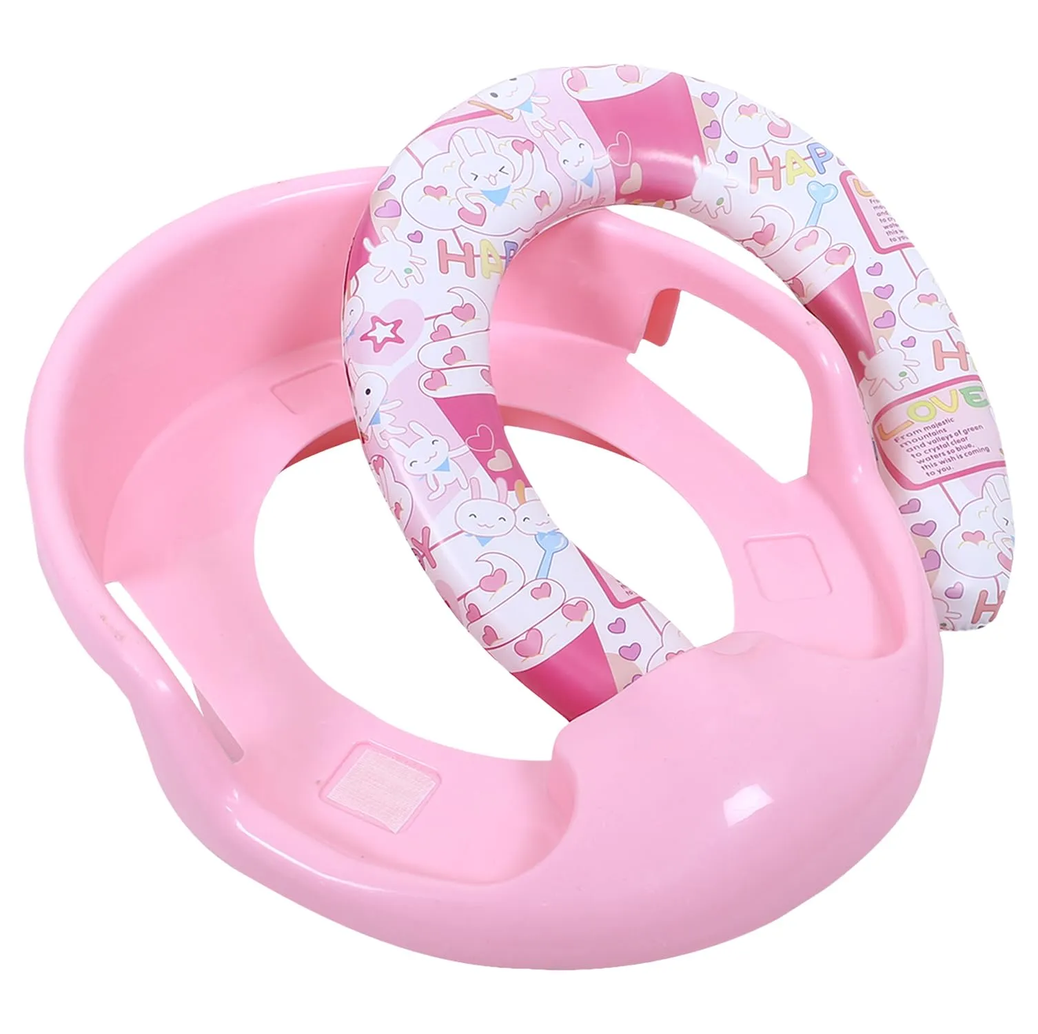 Heart Home Kids Potty Seat | Plastic Cushioned Potty Seat | Kids Toilet Seat with Handle | Potty Training Seat for Kids | Cushioned Toilet Stand for Kids | Pink