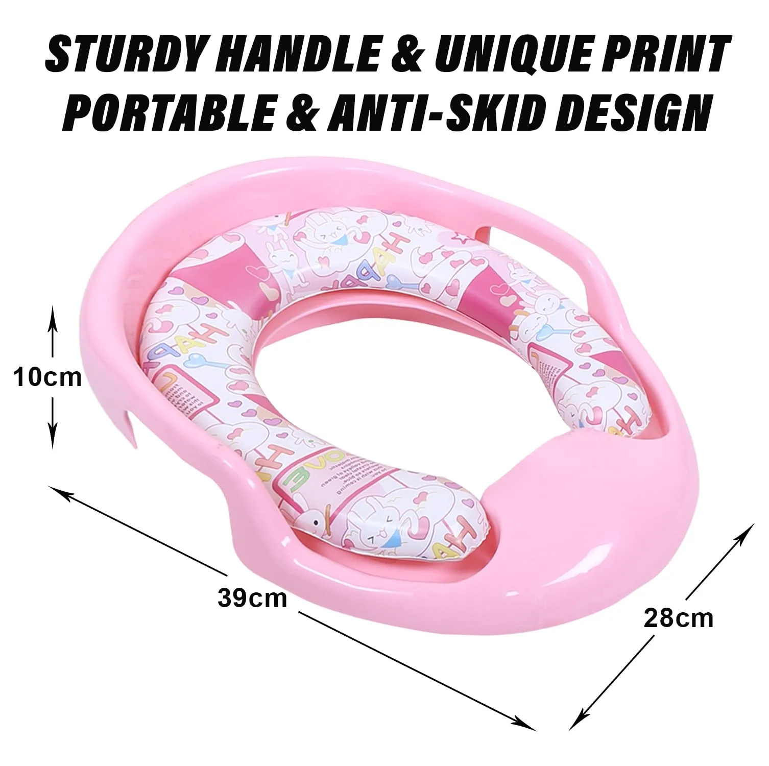 Heart Home Kids Potty Seat | Plastic Cushioned Potty Seat | Kids Toilet Seat with Handle | Potty Training Seat for Kids | Cushioned Toilet Stand for Kids | Pink