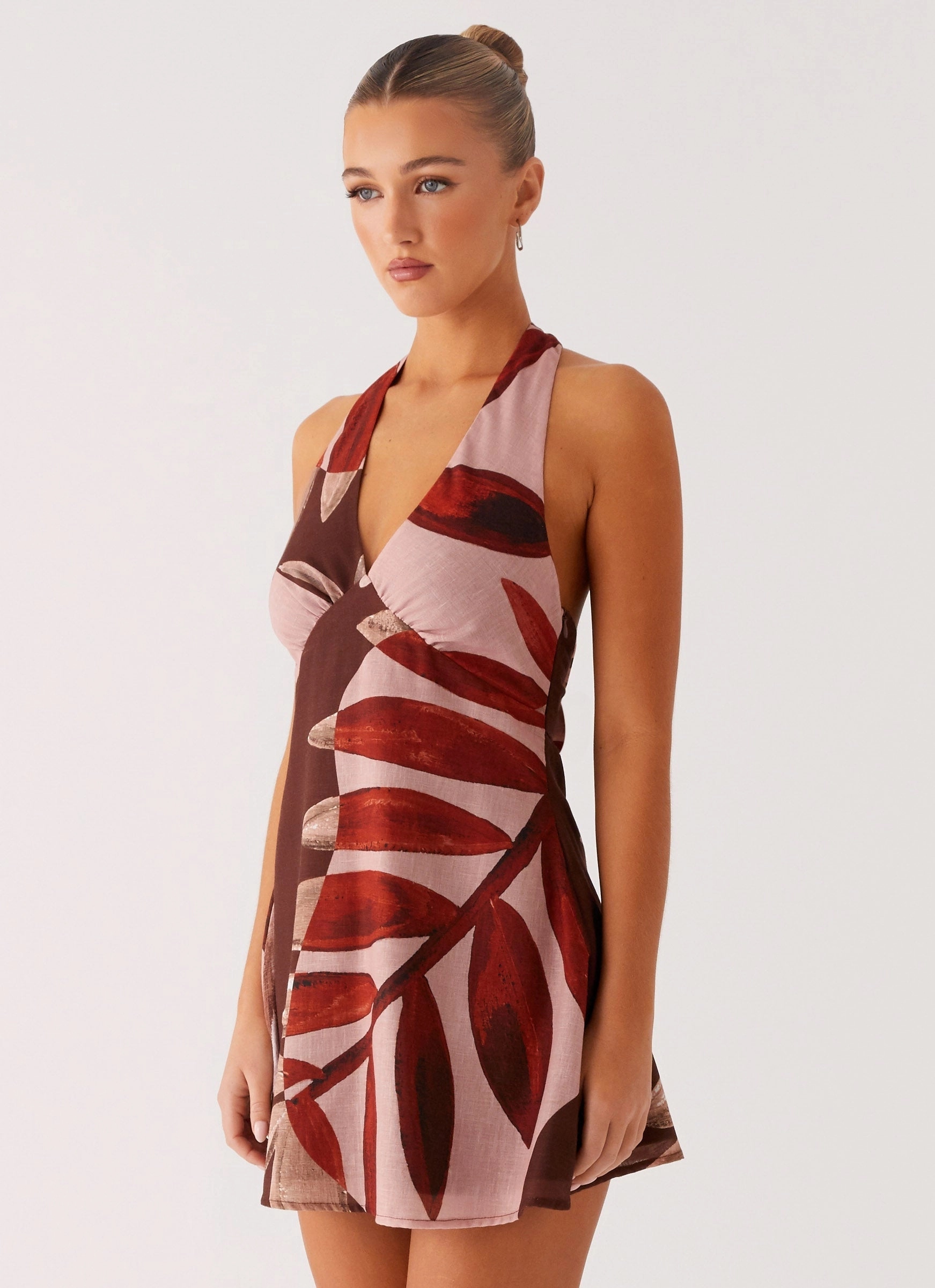 Heavy Hearted Linen Mini Dress - Cinnamon Palm Pure Motion Natural Form