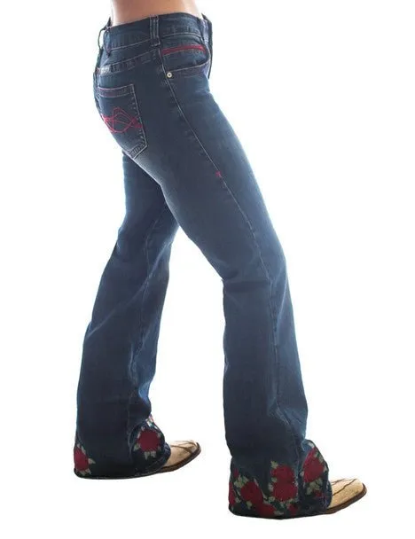 Weekend Style Smooth Cowgirl Tuff Womens Roses Are Red Medium Wash Cotton Blend Jeans