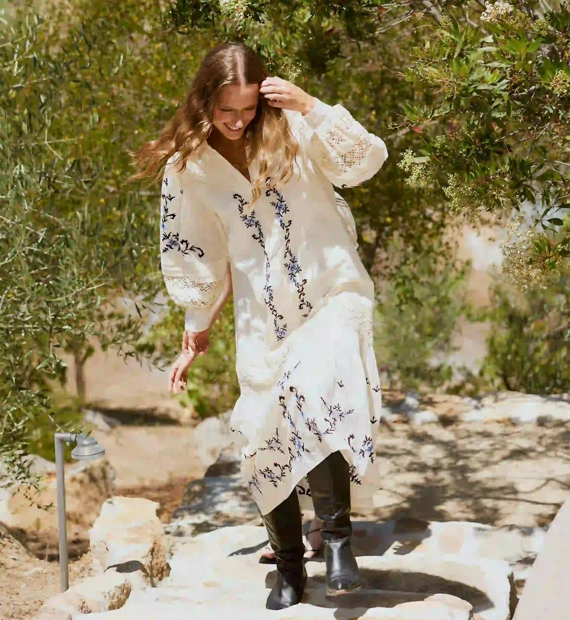 Heidi Midi Dress | Ivory Edgy Layers