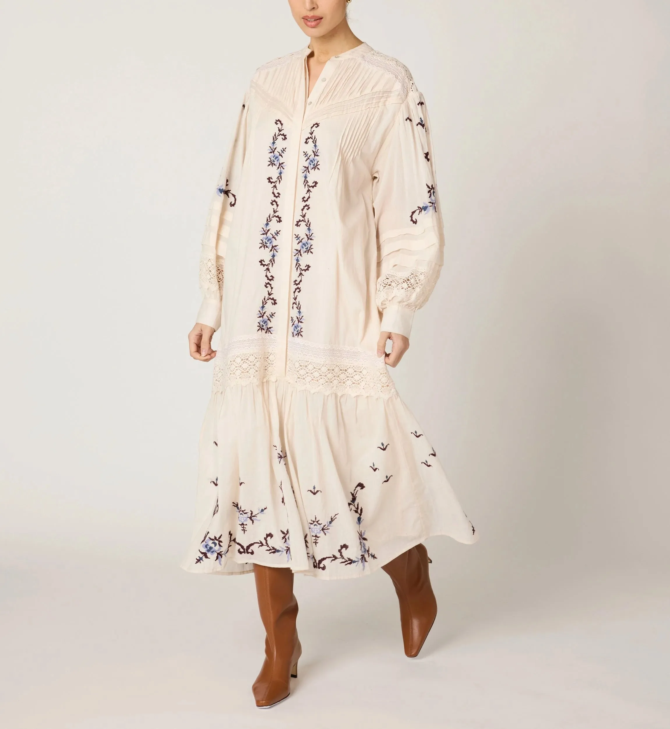 Heidi Midi Dress | Ivory Vibrant Light Calm Tone