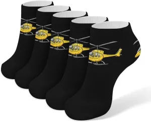 Helicopter 5 Pairs Unisex Activewear Ankle Socks Lightweight Low Cut And No Show Socks
