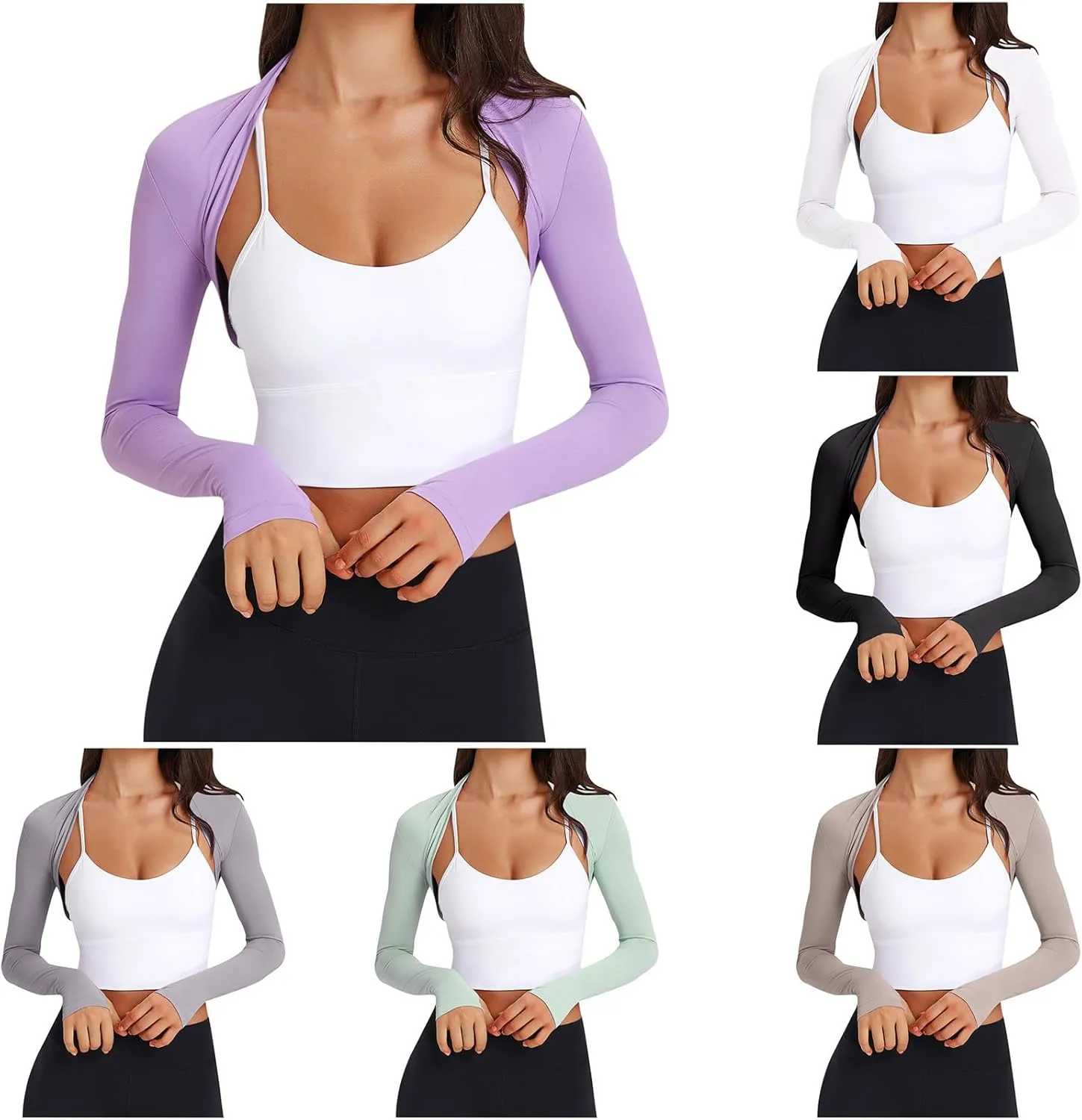 HGps8w Cooling Shawl Arm Sleeves Sun Protection for Women Long Sleeve Open Front Bolero Shrug Crop Top CardiganS