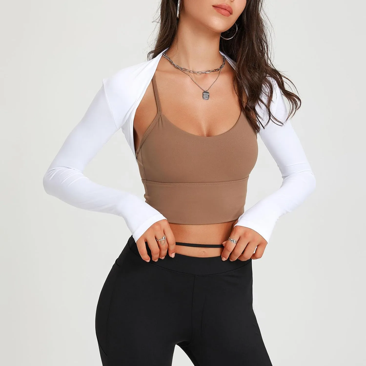 HGps8w Cooling Shawl Arm Sleeves Sun Protection for Women Long Sleeve Open Front Bolero Shrug Crop Top CardiganS