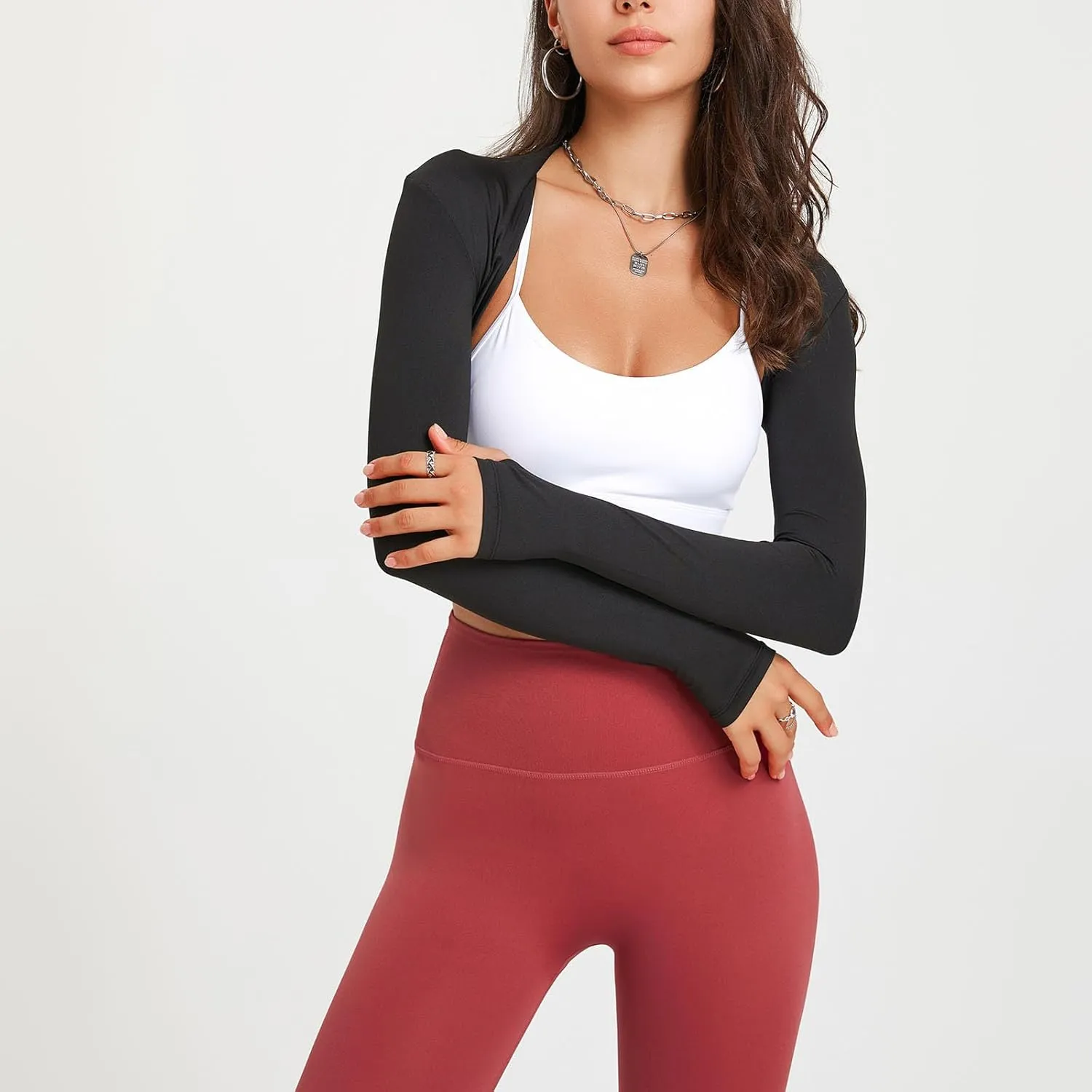 HGps8w Cooling Shawl Arm Sleeves Sun Protection for Women Long Sleeve Open Front Bolero Shrug Crop Top CardiganS