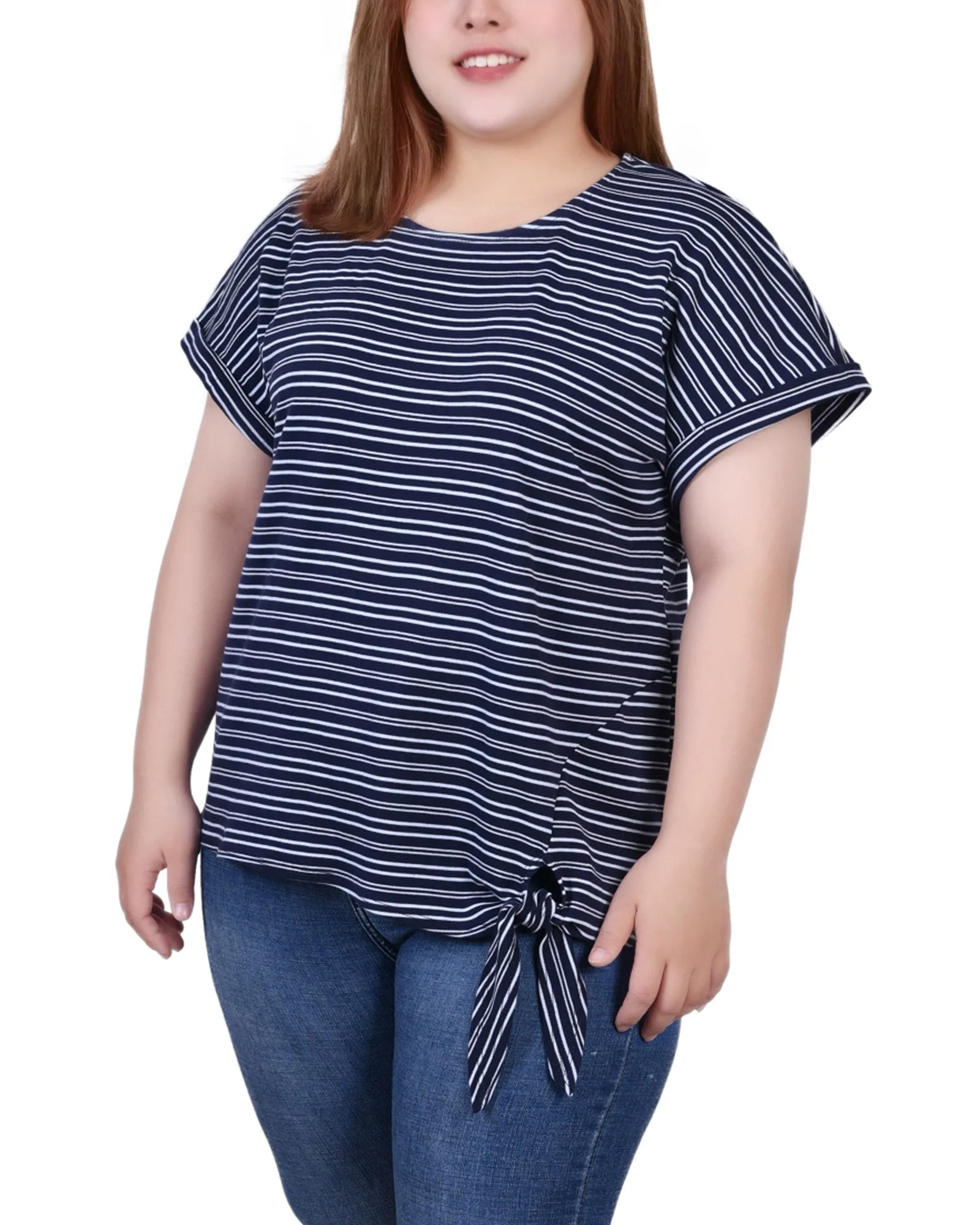 Plus Size Short Sleeve Tie Front Top Perfectly Fitted