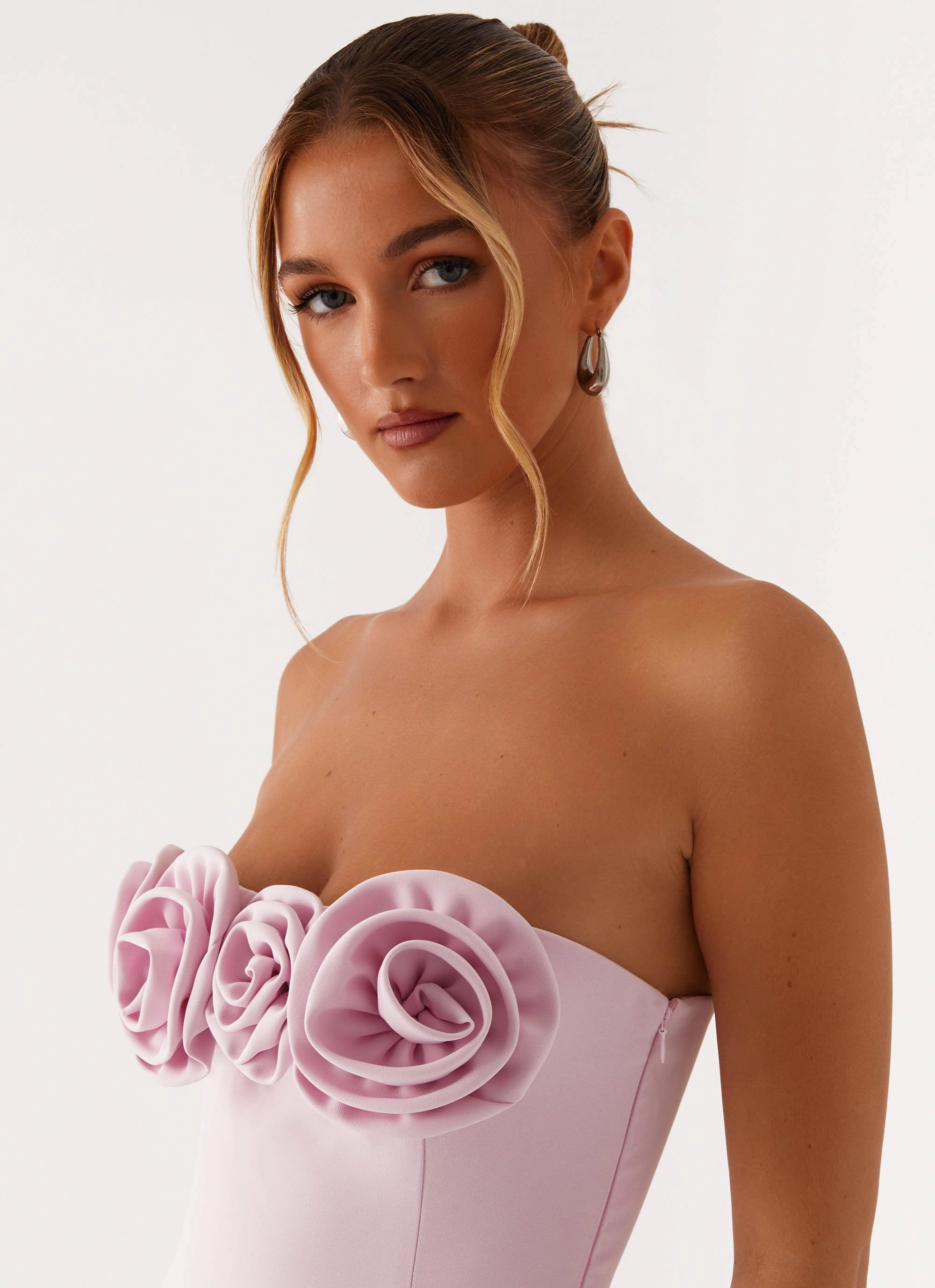 Patsie Strapless Mini Dress - Pink Light Touch Mesh-Sleeve