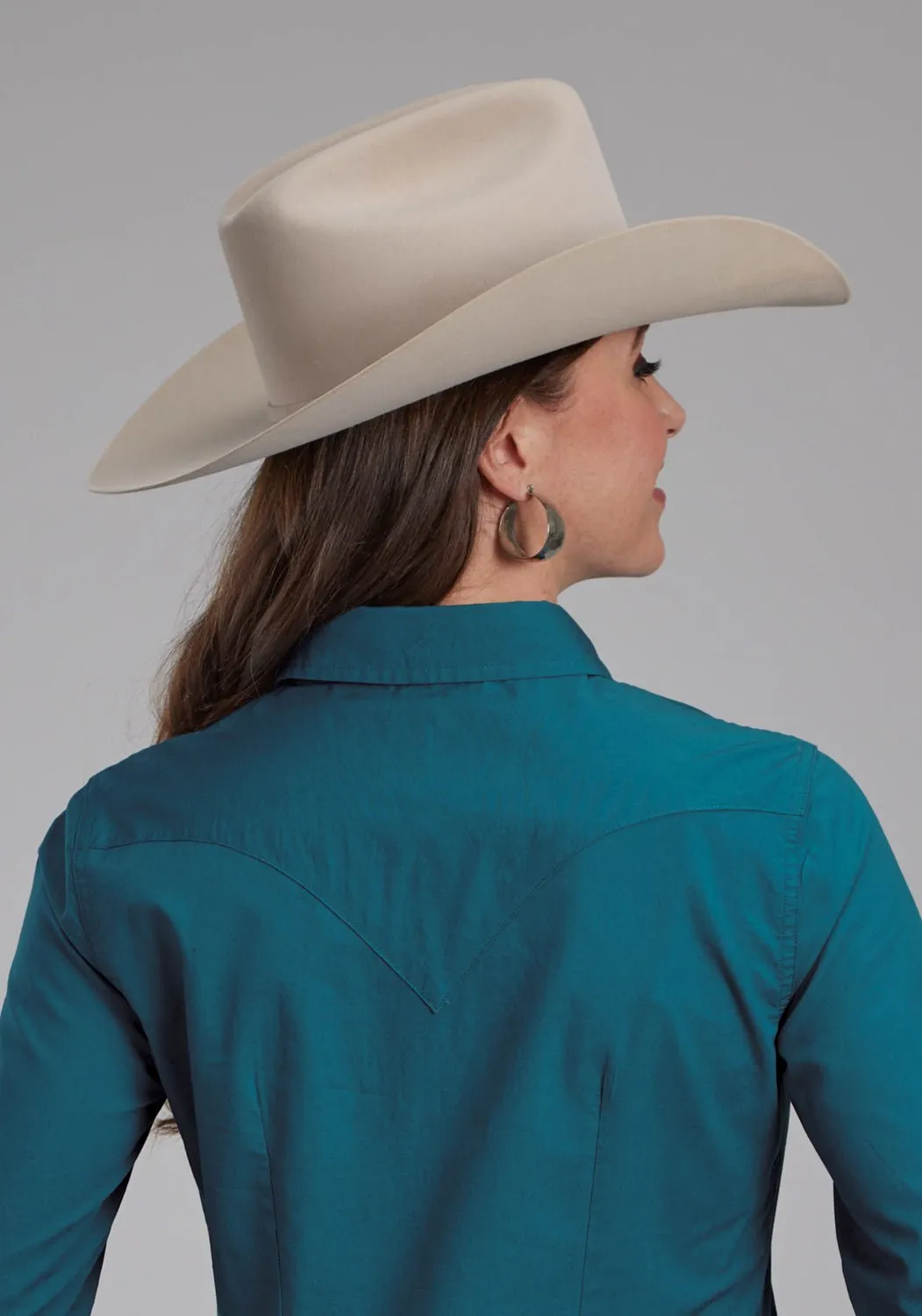 Perfect Layer Practical Choice Roper Womens Performance Poplin Blue 100% Cotton L/S Shirt