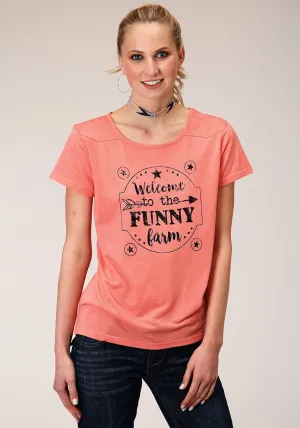 High Comfort Roper Womens Funny Farm Pink Poly/Rayon S/S T-Shirt Workwear Essential Gender Neutral Roper Womens Funny Farm Pink Poly/Rayon S/S T-Shirt