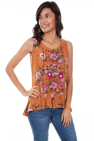 High Comfort Scully Womens Mustard Viscose Floral Swirl S/L Blouse Casual Design No Slip Shoulder Grip Scully Womens Mustard Viscose Floral Swirl S/L Blouse