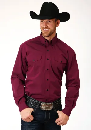 High Density Weave Roper Mens Wine 100% Cotton Black Fill BD L/S Btn Shirt Roper Mens Wine 100% Cotton Black Fill BD L/S Btn Shirt Sleeveless Cut Graduation Ceremony