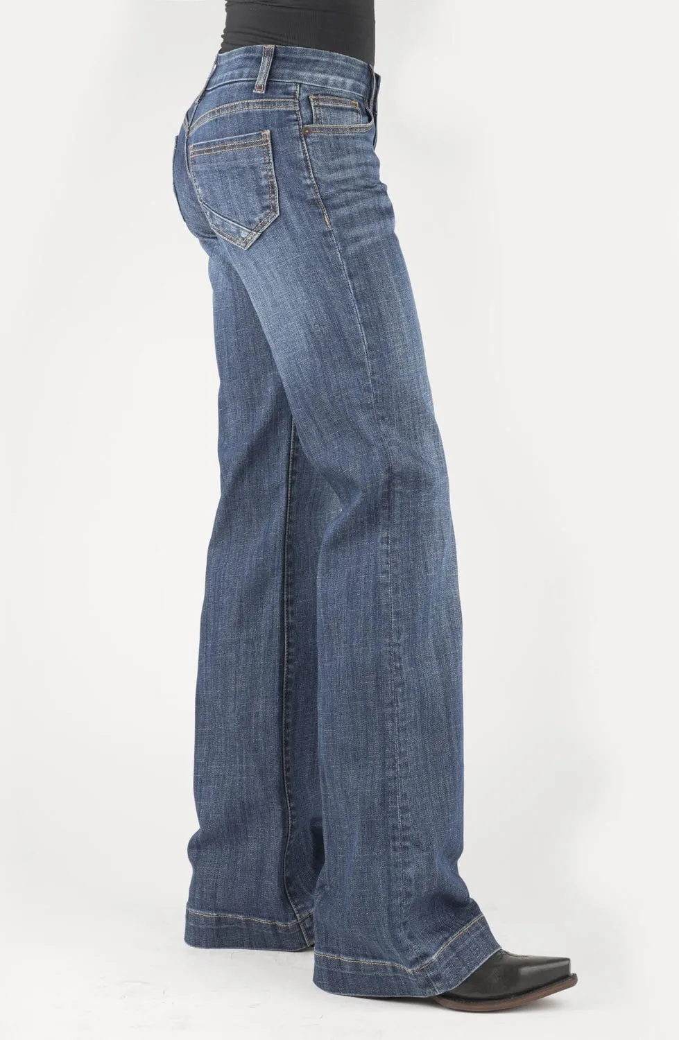 Stetson Womens 214 Trouser Bottom Corner Blue Cotton Blend Jeans Road Trip Affordable Classic Style