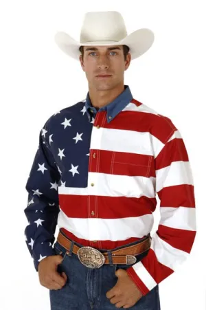 High-End Fabric Roper Mens Stars Striped Pieced Flag Red/Blue 100% Cotton Tall L/S Shirt Roper Mens Stars Striped Pieced Flag Red/Blue 100% Cotton Tall L/S Shirt Everyday Comfort
