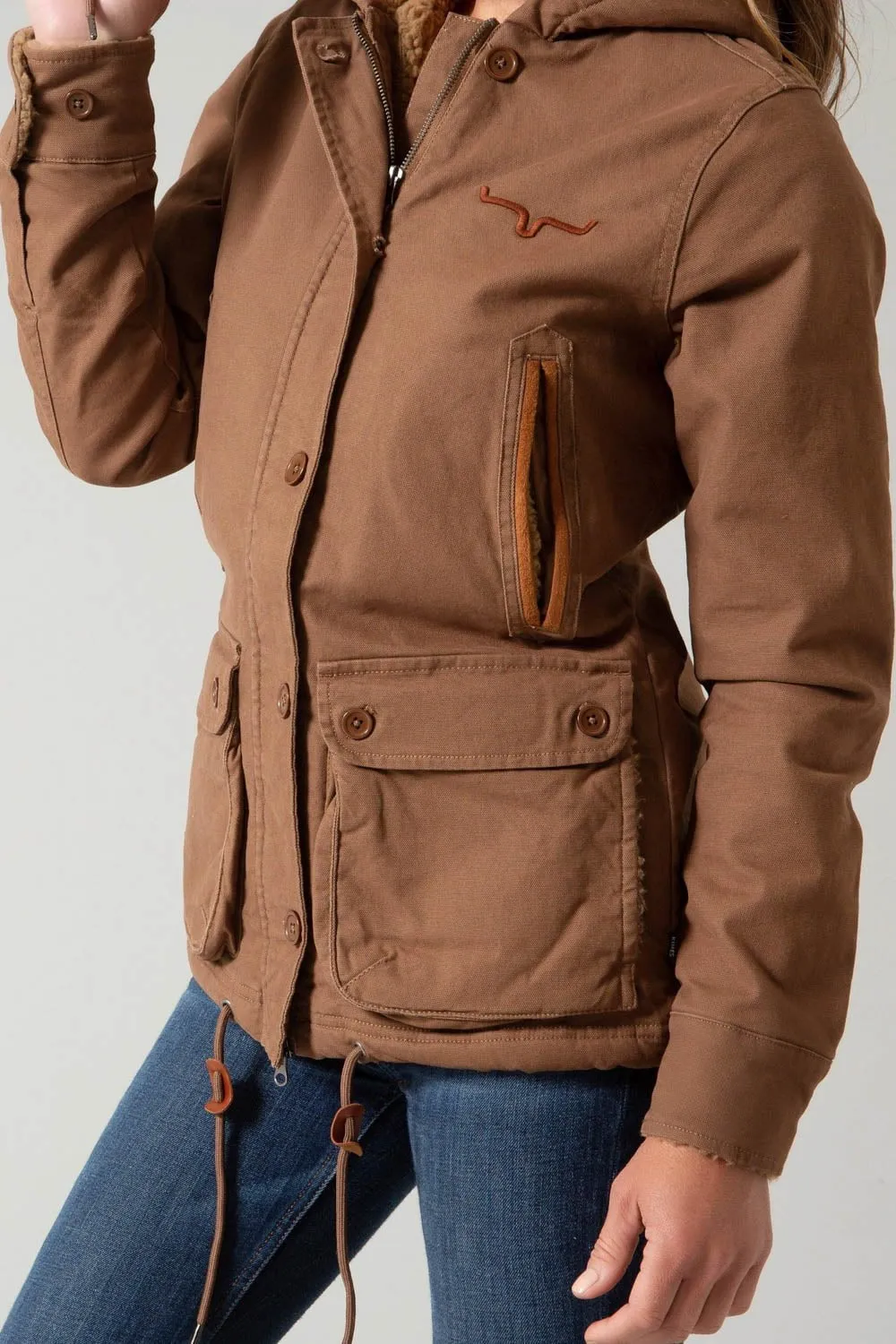 Kimes Ranch Womens AWA WW Brown Cotton Blend Cotton Jacket Recycled Cotton Blend Holiday Vibes Athlete Fit