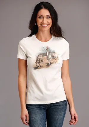 High Neck Stetson Womens White 100% Cotton Cattleman Scenery S/S T-Shirt Stetson Womens White 100% Cotton Cattleman Scenery S/S T-Shirt Sporty Look