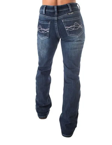 Cowgirl Tuff Womens Double Down Flannel Dark Wash Cotton Blend Jeans Smart Casual Spring Mood Formal