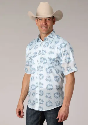 High-Quality Fabric Roper Mens 2066 Multi Floral Blue Cotton Blend S/S Shirt Roper Mens 2066 Multi Floral Blue Cotton Blend S/S Shirt All-day Comfort Wrinkle Free Care
