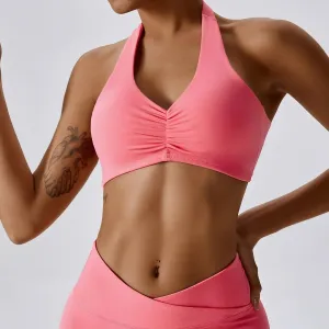High-strength nude yoga bra Pull together shock-proof hanging neck beauty back sports underwear quick-drying running fitness wear