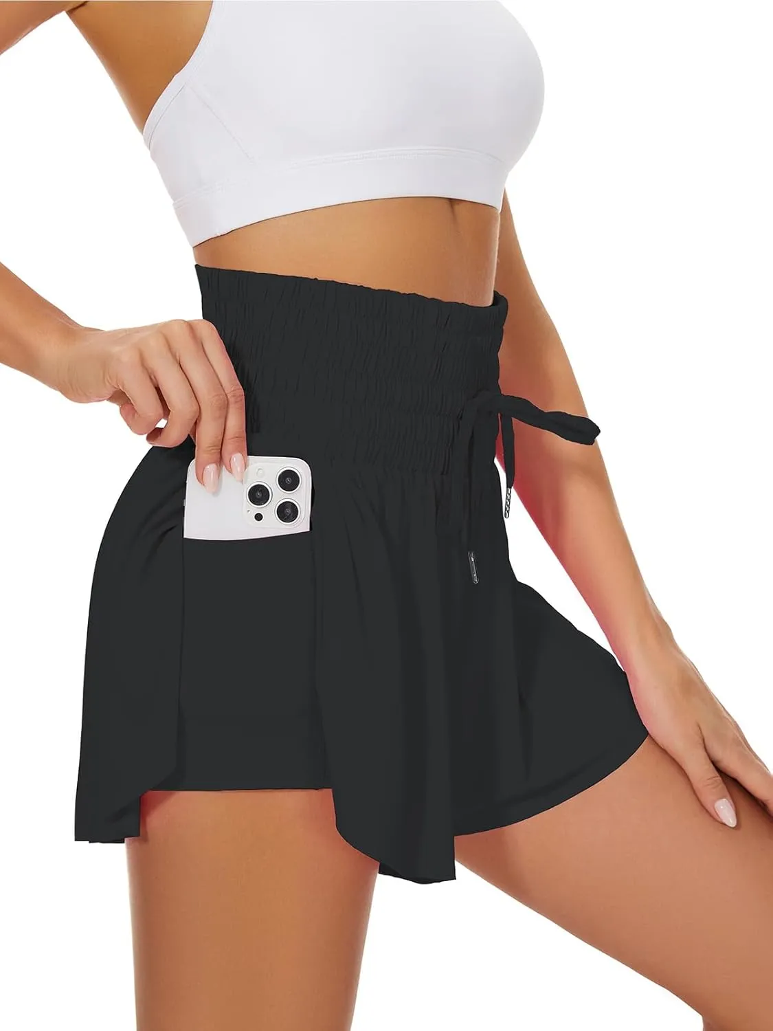 High Waist Butterfly Shorts for Women High Rise Flowy Shorts with Pockets