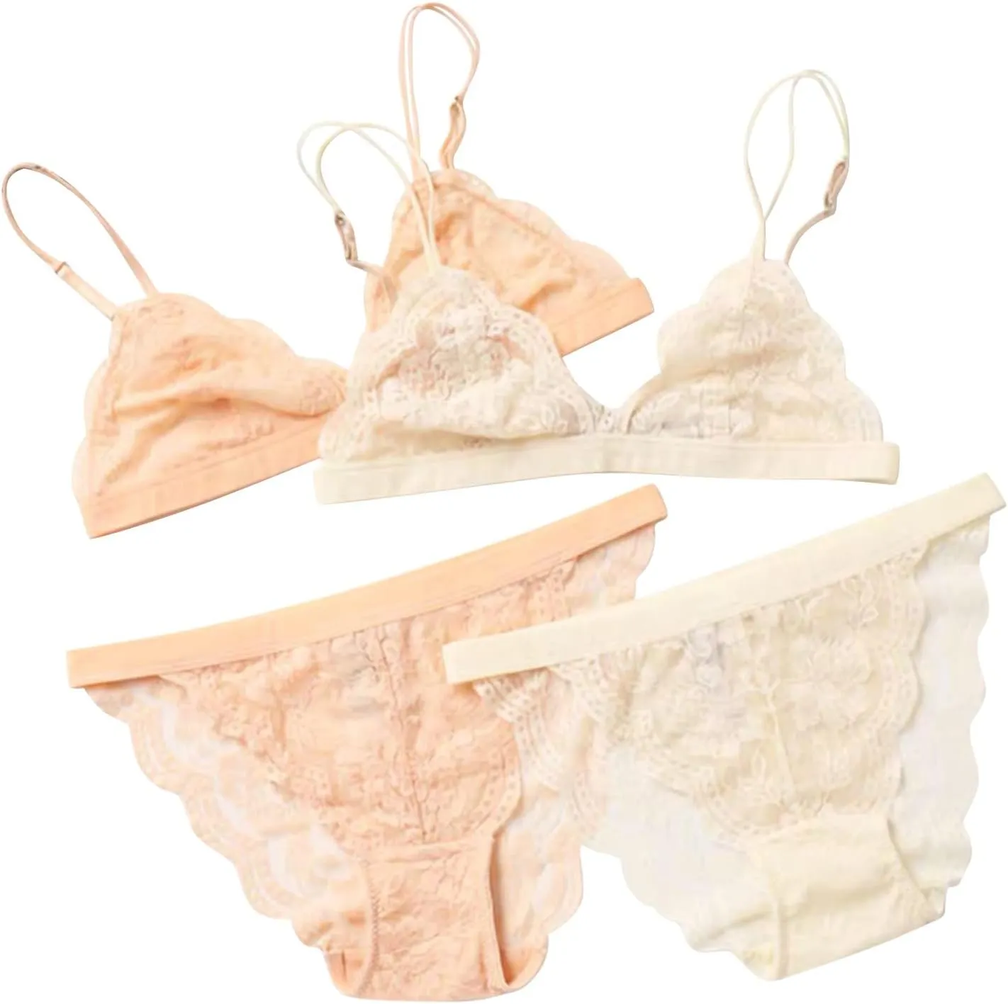 High Waist Lace Underwear Set Bralette Bra and Panty Sey Lingerie Panties