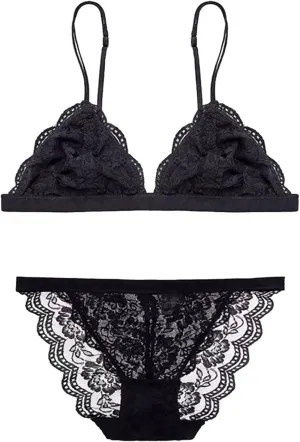 High Waist Lace Underwear Set Bralette Bra and Panty Sey Lingerie Panties