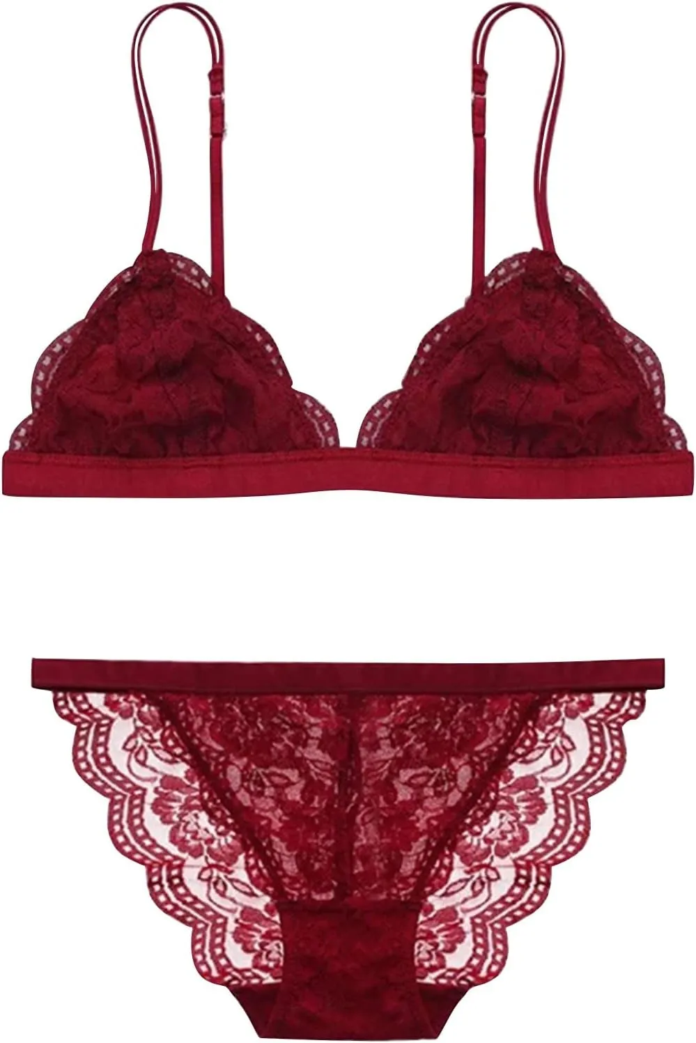 High Waist Lace Underwear Set Bralette Bra and Panty Sey Lingerie Panties