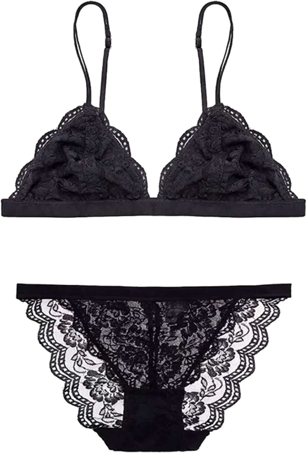 High Waist Lace Underwear Set Bralette Bra and Panty Sey Lingerie Panties