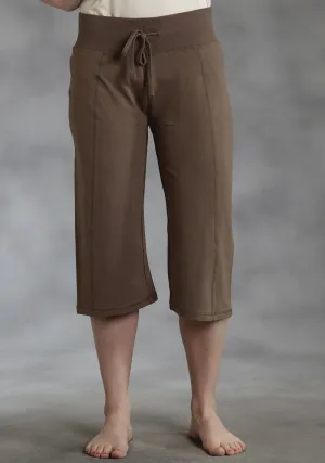 High Waist Roper Womens Solid Knit Brown 100% Cotton Capri Pants Roper Womens Solid Knit Brown 100% Cotton Capri Pants Chill Attire
