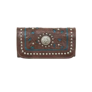 High-waisted fit American West Womens Lady Lace Dark Brown Leather Trifold Wallet American West Womens Lady Lace Dark Brown Leather Trifold Wallet All Fit Design