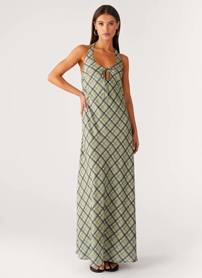 High - end Garment Coralie Maxi Dress - Cedar Check Lightweight Fit Chic Layers Coralie Maxi Dress - Cedar Check