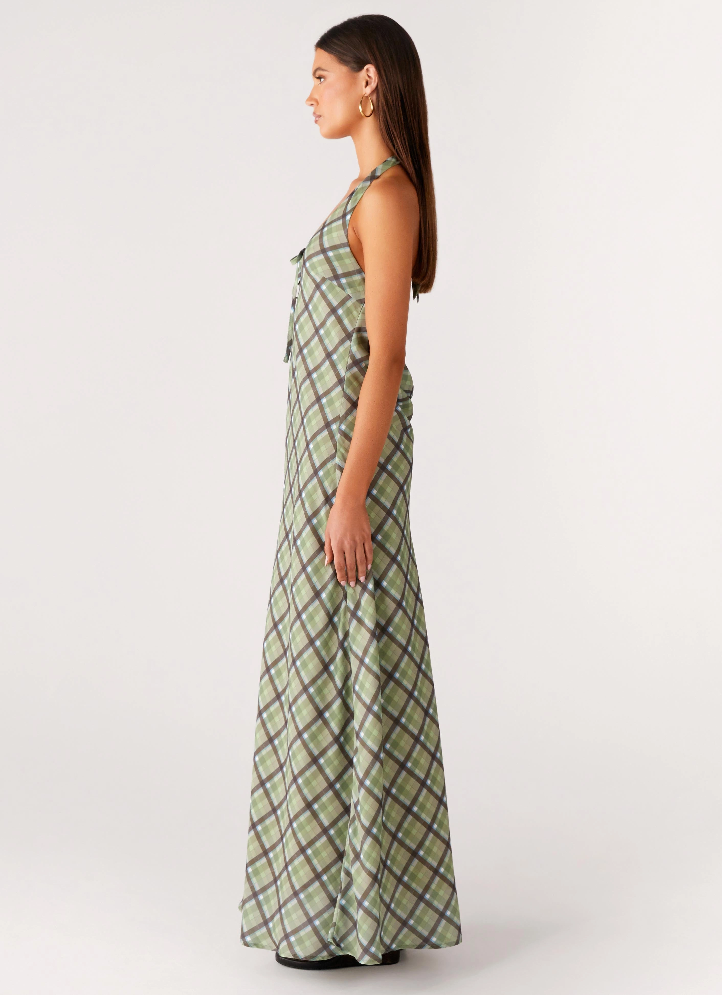 Coralie Maxi Dress - Cedar Check Pure Stitch