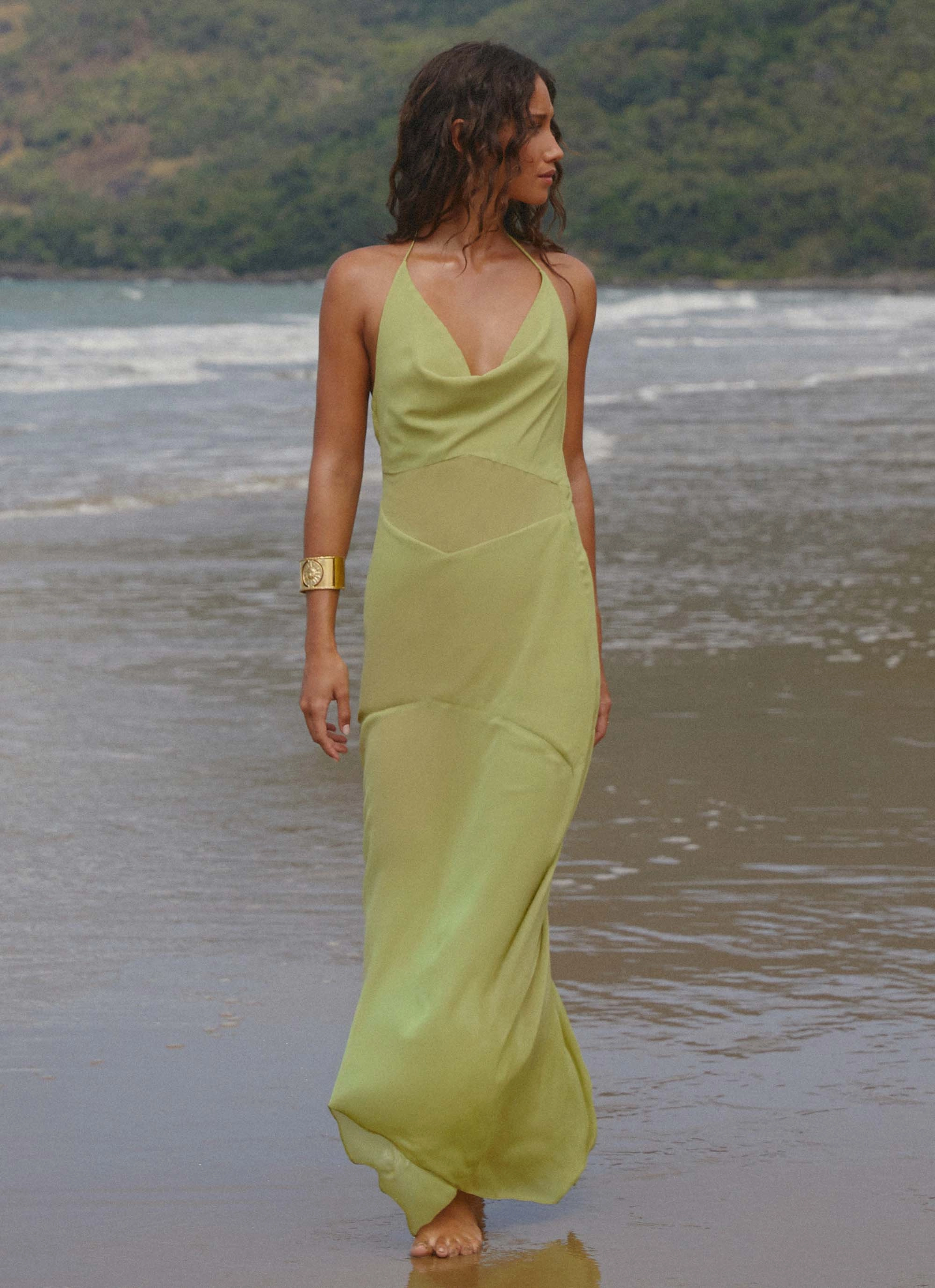 Samoa Maxi Dress - Lime Feminine fit-and-flare silhouette