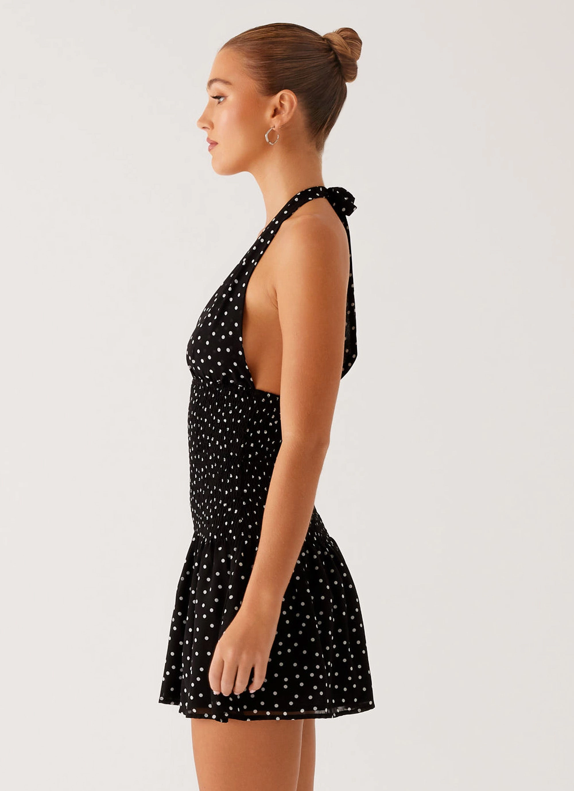 Holden Mini Dress - Black Polka Dot Office Layer