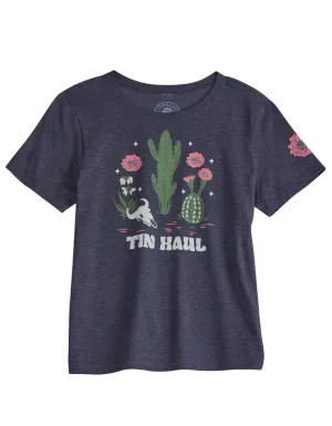 Holiday essential Tin Haul Womens Flower And Cactus Black Cotton Blend S/S T-Shirt Tin Haul Womens Flower And Cactus Black Cotton Blend S/S T-Shirt Bold Statement Subtle pattern