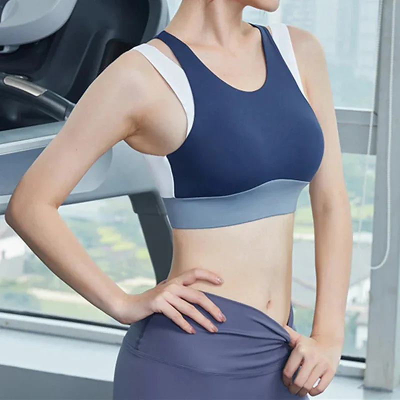 Hollow Crop Tops Double Straps Gym Nylon Spandex Sexy Active Sports Bra