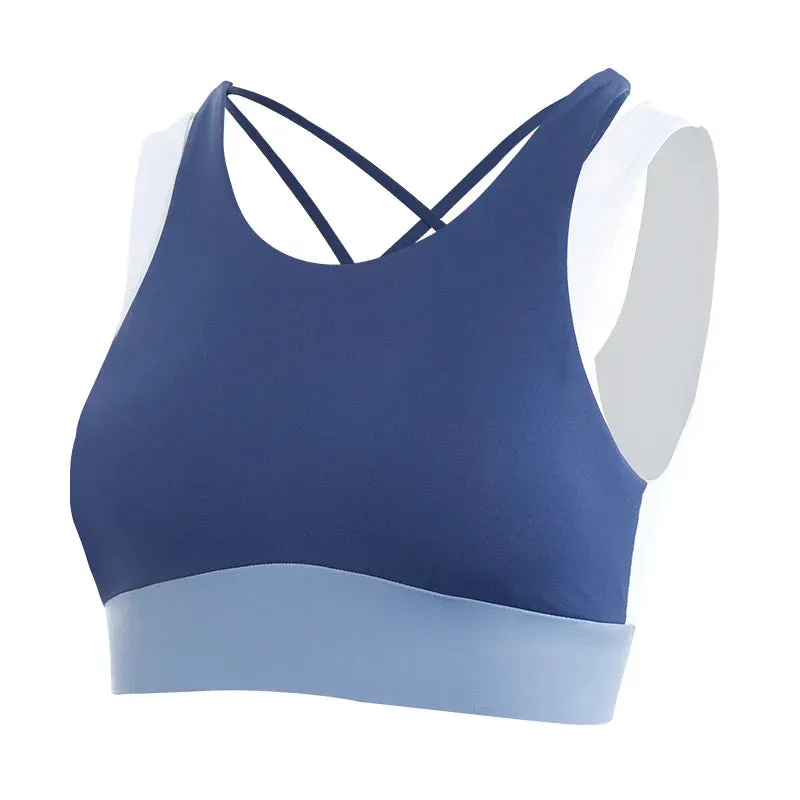 Hollow Crop Tops Double Straps Gym Nylon Spandex Sexy Active Sports Bra
