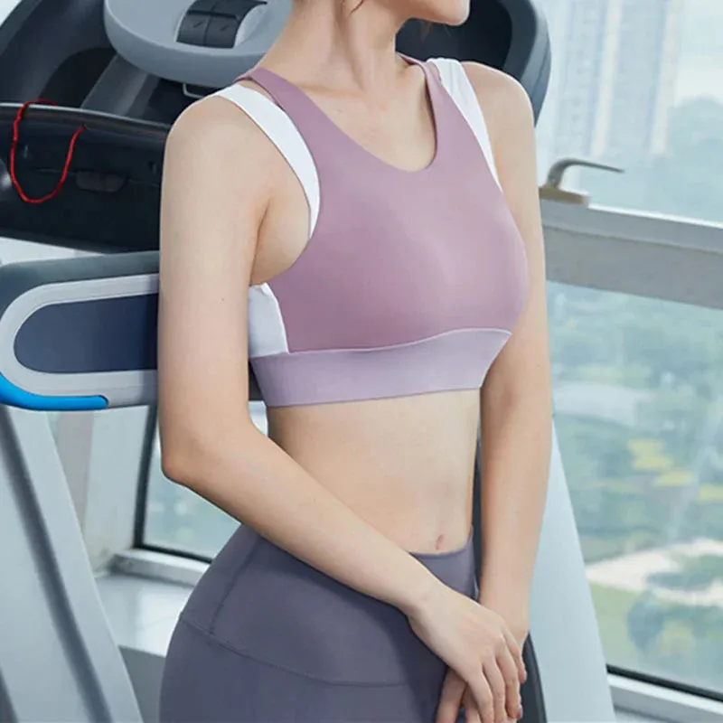 Hollow Crop Tops Double Straps Gym Nylon Spandex Sexy Active Sports Bra