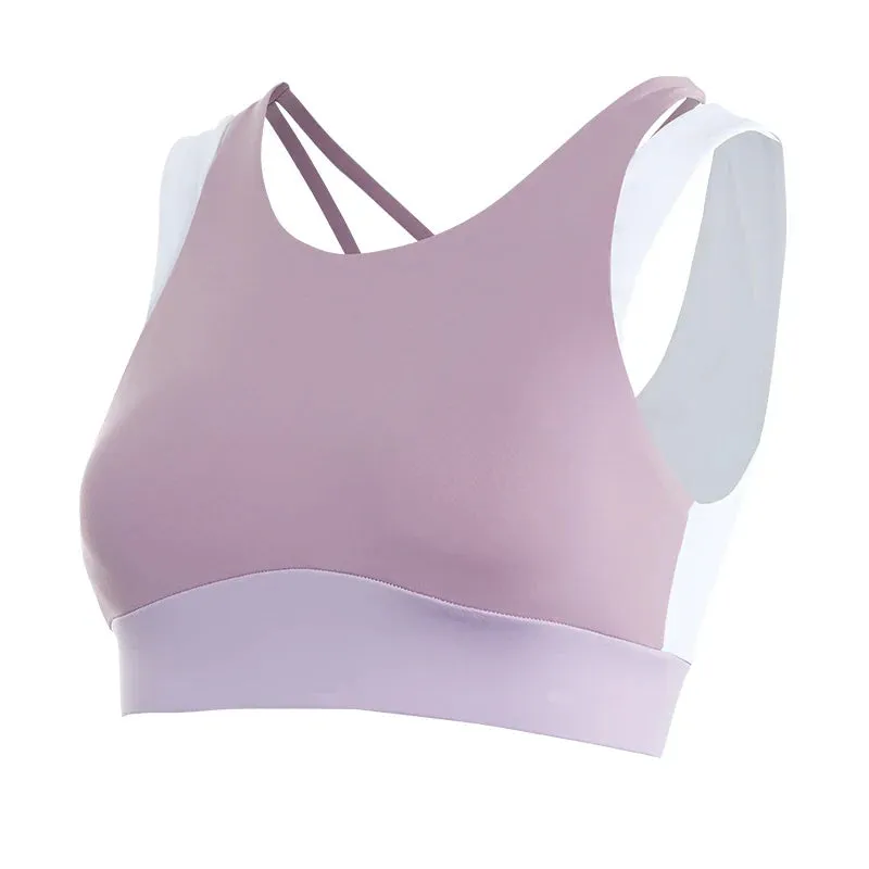 Hollow Crop Tops Double Straps Gym Nylon Spandex Sexy Active Sports Bra