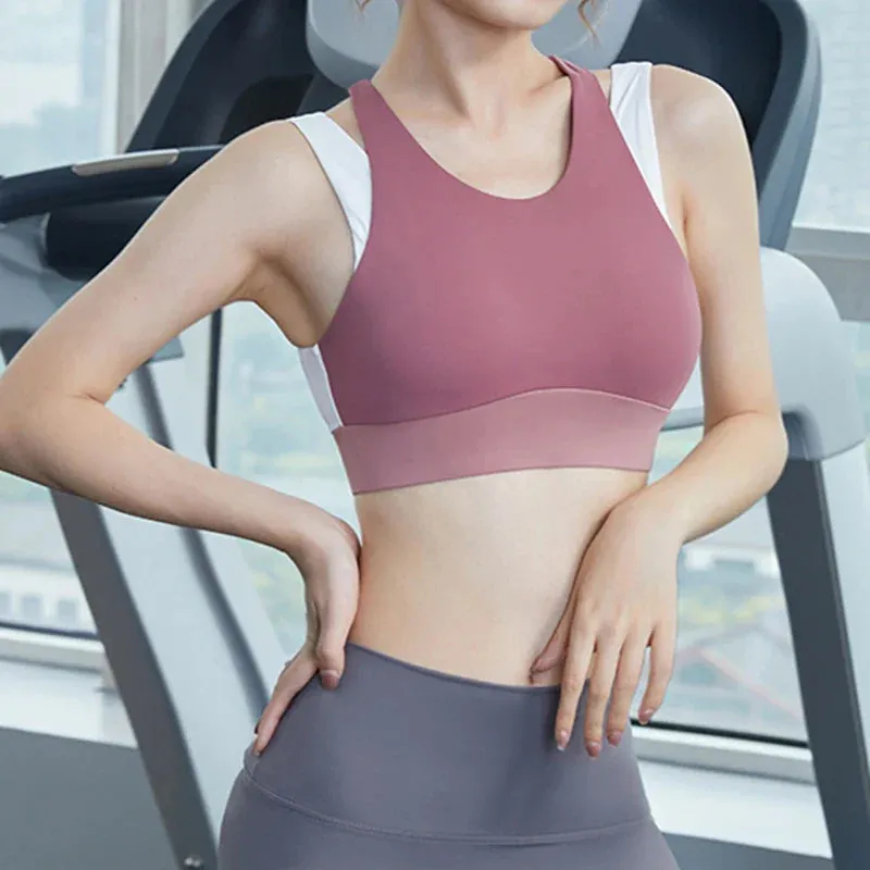 Hollow Crop Tops Double Straps Gym Nylon Spandex Sexy Active Sports Bra